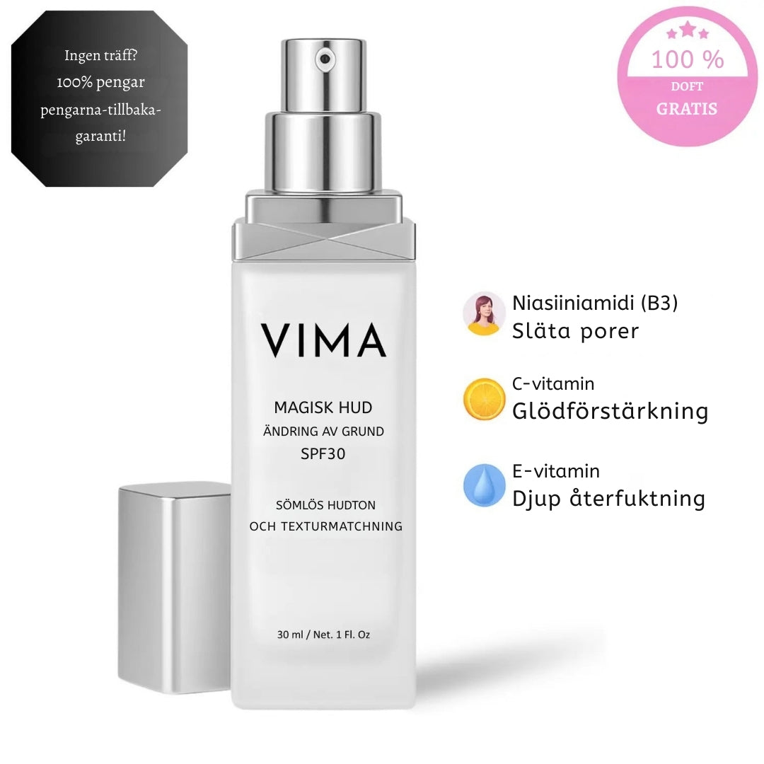Vima – Anpassande foundation med naturlig finish och SPF 30
